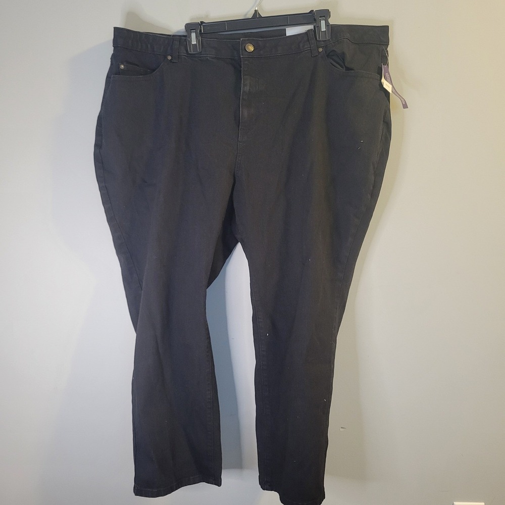 Catherines The Universal Jean Black Straight Leg Pants Womens 28WP NWT
